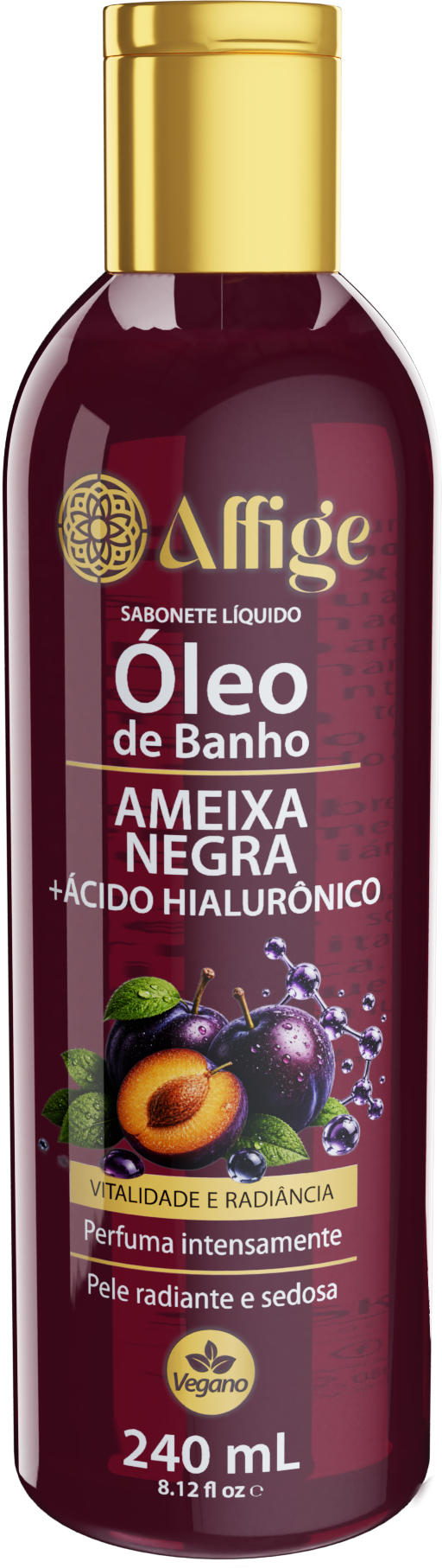Óleo de Banho Ameixa Negra + Ácido Hialurônico Affige 240ml